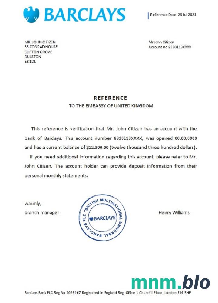Przykład odniesienia Barclays w Wielkiej Brytanii w formatach Word i PDF